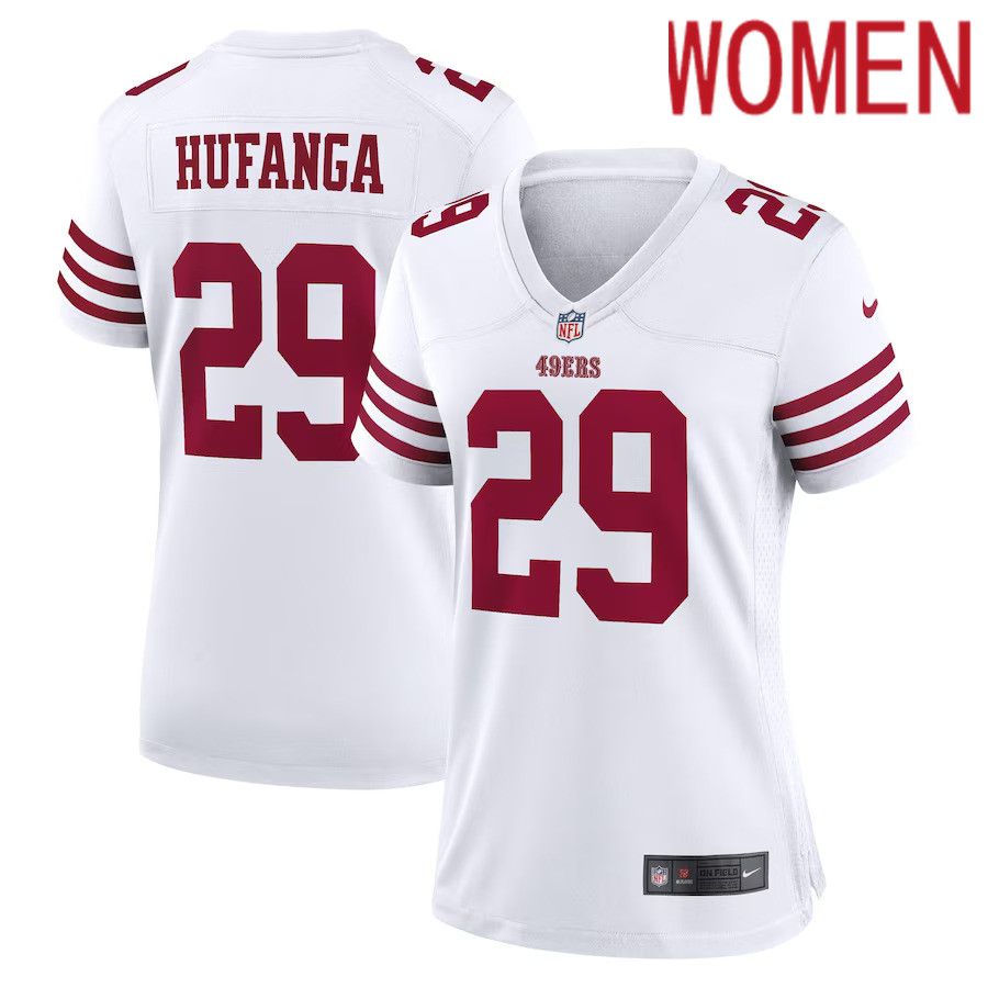 Women San Francisco 49ers #29 Talanoa Hufanga Nike White Away Game Player NFL Jersey